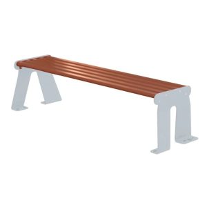 Panchina senza schienale bicolore da esterno seduta effetto legno laterale grigio silver