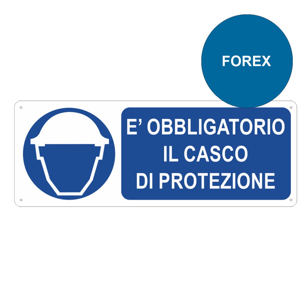 Cartello 333x125 obbligatorio usare il casco di protezione