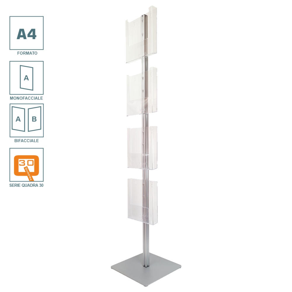 Présentoir à brochures avec pochettes A4