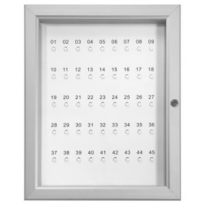 Bacheca da interno porta chiavi con ganci numerati fondo magnetico per 45 posti apertura a libro