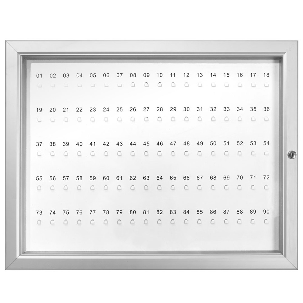 Bacheca da interno porta chiavi con ganci numerati fondo magnetico per 90 posti apertura a libro