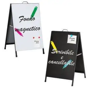 Cavalletto bifacciale magnetico in metallo con maniglia per trasporto