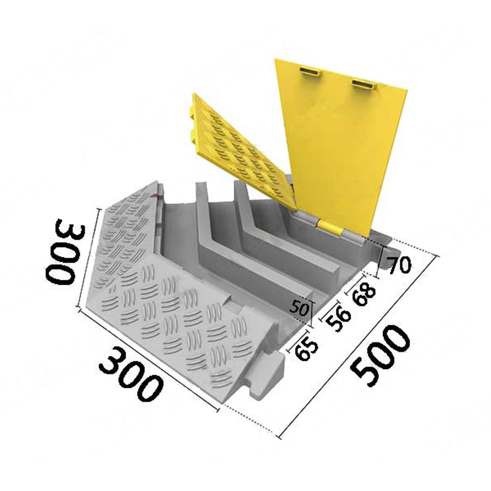 Dosso passacavi tre canali angolare dimensioni