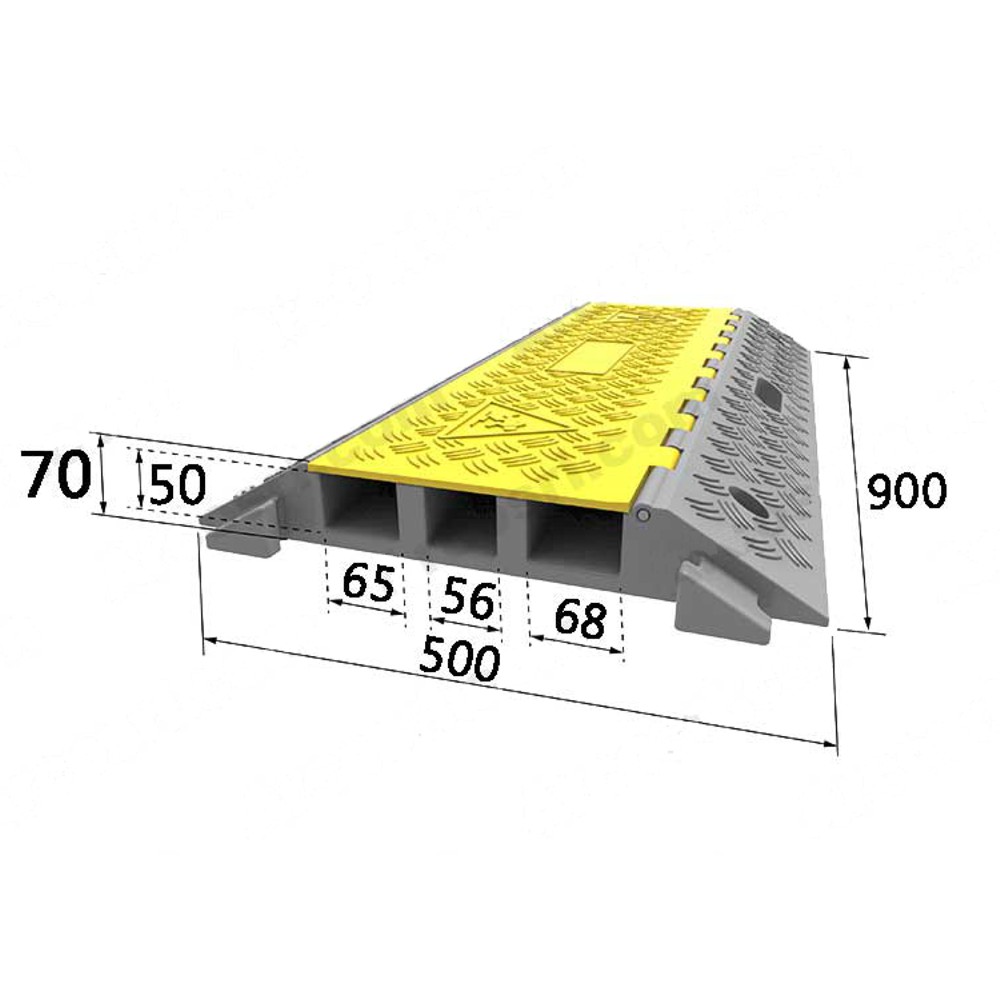 Dosso passacavi tre canali dimensioni