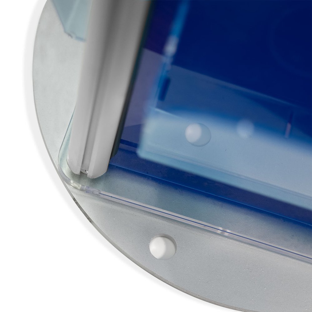 Espositore bifacciale girevole portadepliant da terra 24 tasche A4 dettaglio base 1