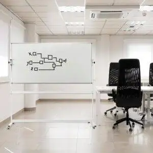 Lavagna magnetica autoportante con doppia superficie girevole ambientata