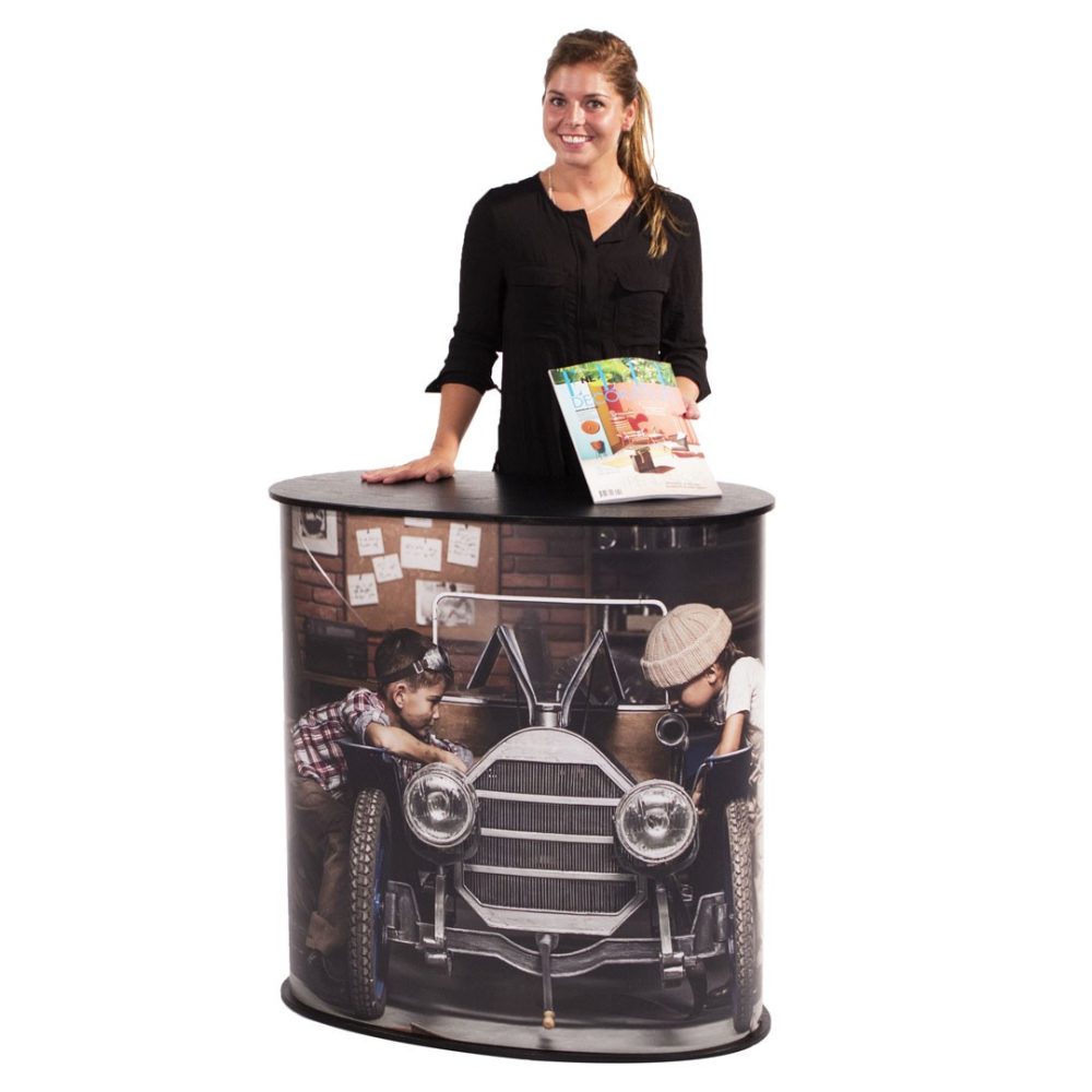 Banchetto promozionale curvo in pvc completo di stampa 3