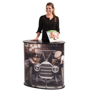 Banchetto promozionale curvo in pvc completo di stampa 3