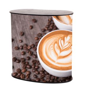 Banchetto promozionale curvo in pvc completo di stampa