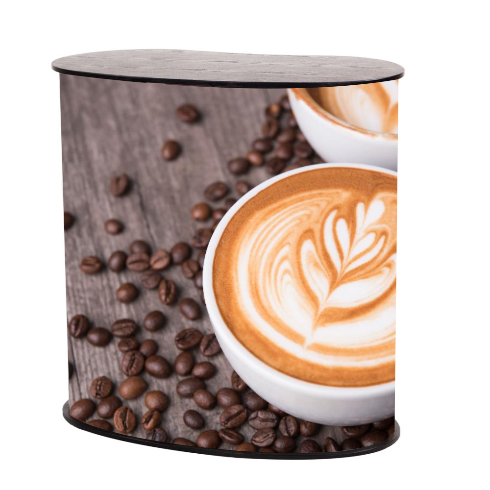 Banchetto promozionale curvo in pvc completo di stampa
