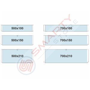Targa sospesa con tasca in plexi trasparente per grafica intercambiabile distanziali clip di chiusura dimensioni