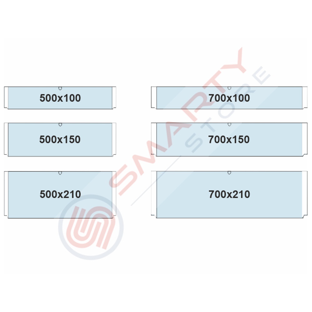 Targa sospesa con tasca in plexi trasparente per grafica intercambiabile distanziali clip di chiusura dimensioni