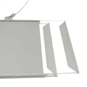 Targa sospesa segnaletica interna design ultra piatta dettaglio inserimento laterale
