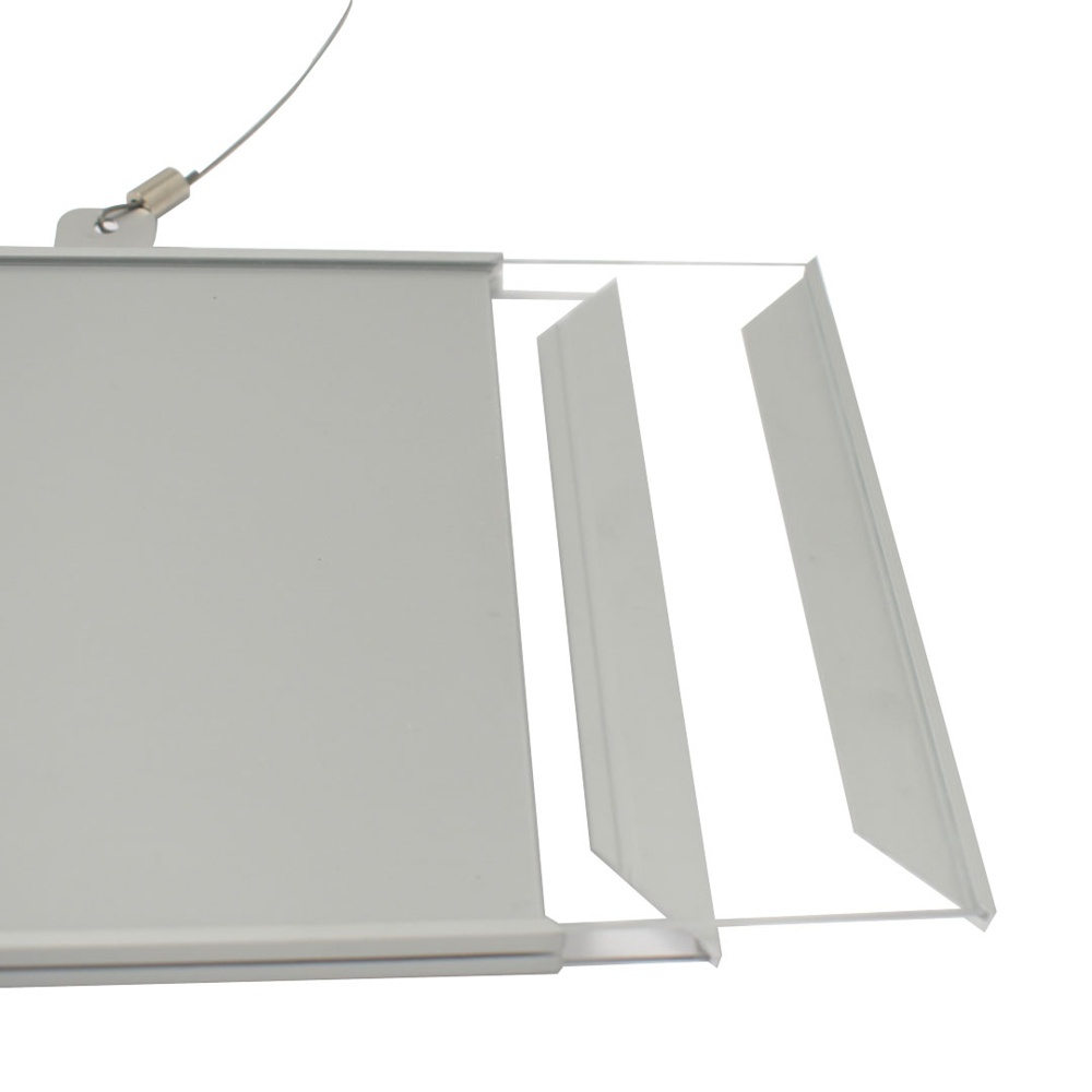 Targa sospesa segnaletica interna design ultra piatta dettaglio inserimento laterale