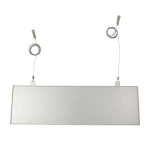 Targa sospesa ultra piatta con ganci e cavi segnaletica aziendale da interno