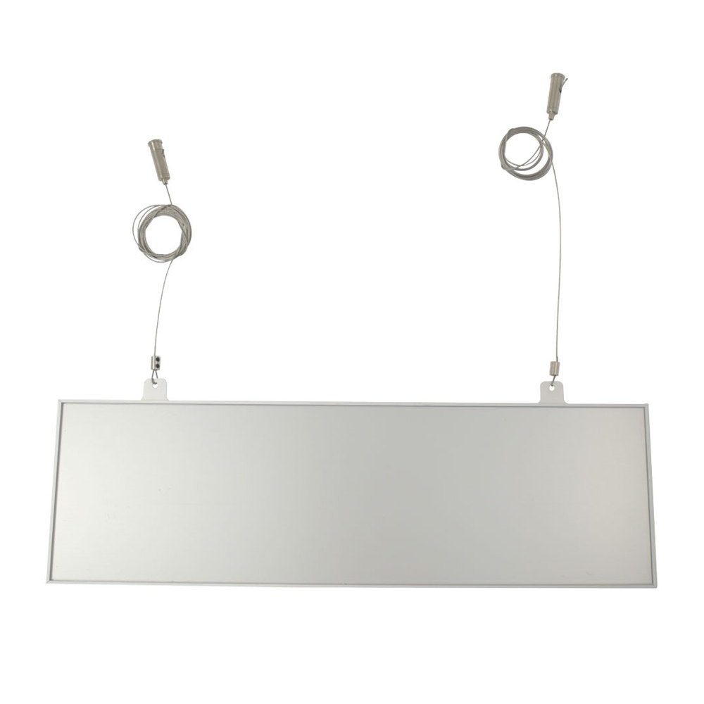 Targa sospesa ultra piatta con ganci e cavi segnaletica aziendale da interno