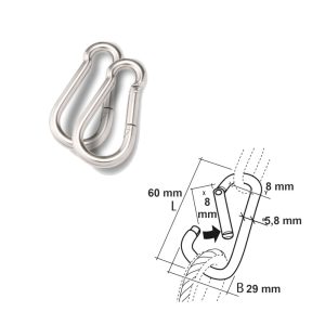 Coppia di moschettoni silver medio con dimensioni