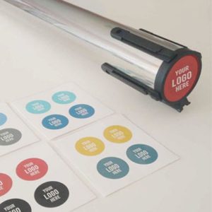 Adesivo circolare di personalizzazione rocchetto nastro per colonnine segnapercorso acquisto minimo 10 pezzi