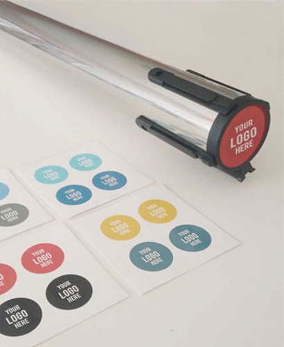 Adesivo circolare di personalizzazione rocchetto nastro per colonnine segnapercorso acquisto minimo 10 pezzi