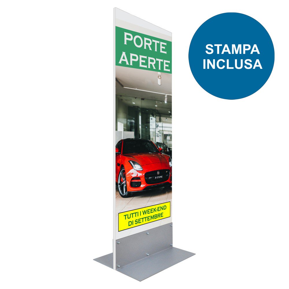 Totem Bifacciale Thin 60x170 con base a L in metallo