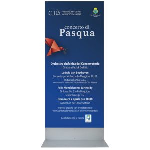 Totem bifacciale ultrapiatto 90x190 con base a L in metallo stampa inclusa 2