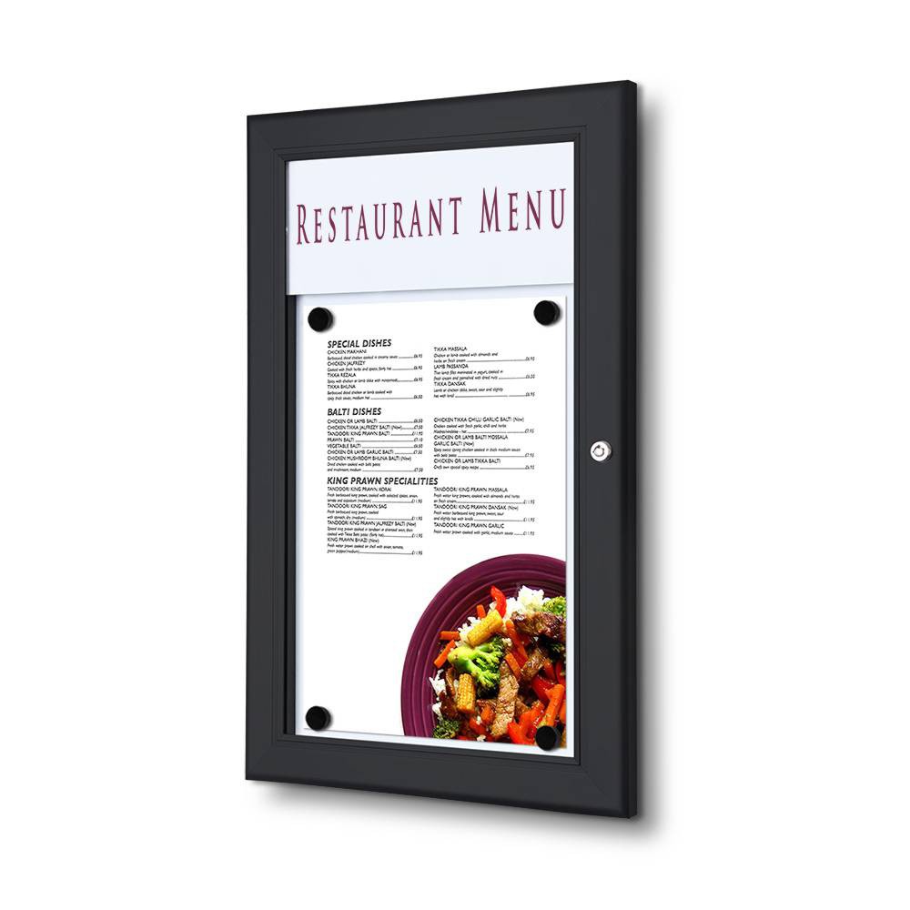 Bacheca nera porta menu esterno 1xA4 con banner personalizzato