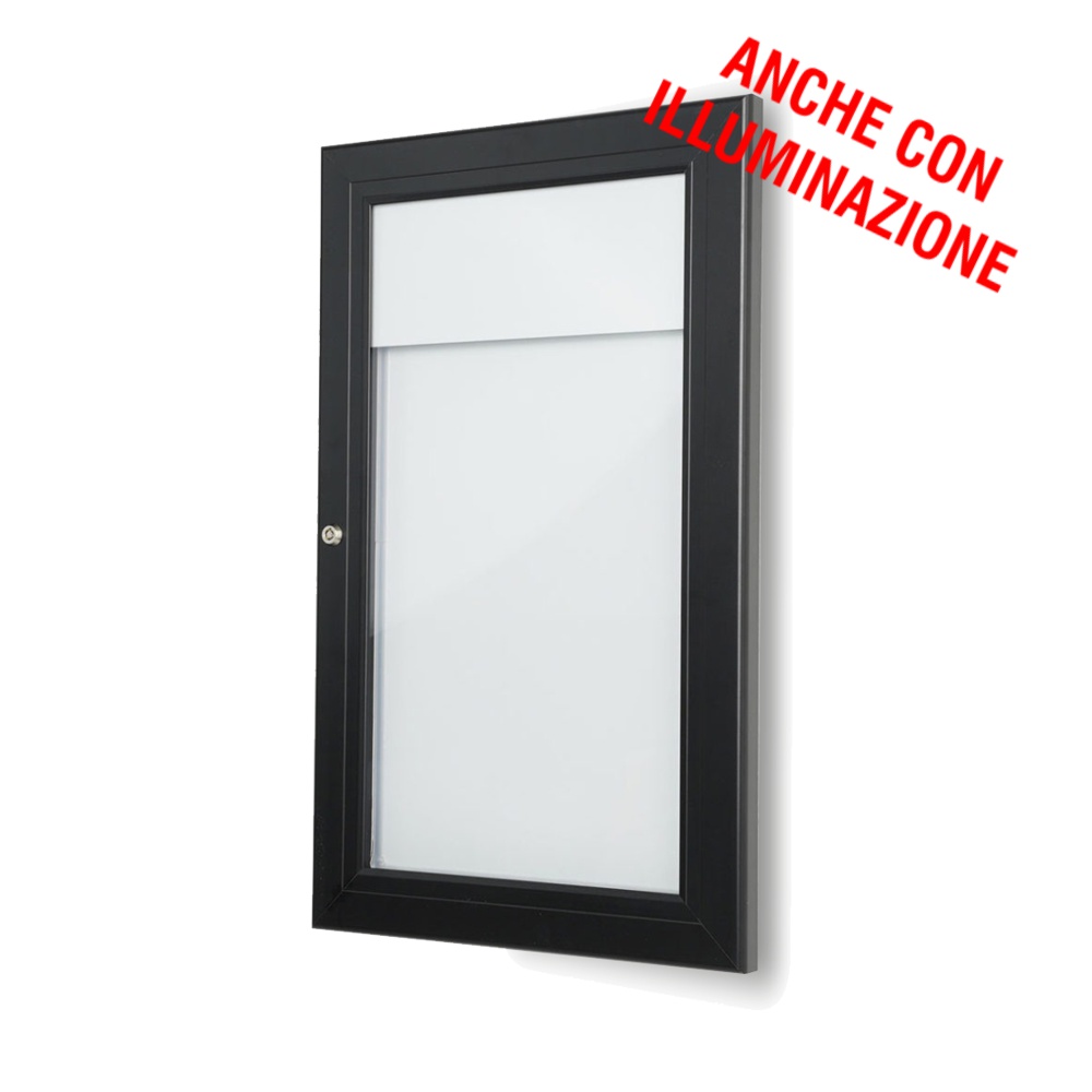 Bacheca porta menu esterno A4 color nero con pannello personalizzabile disponibile anche con illuminazione led