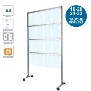 Message display stand with A4 vertical pockets