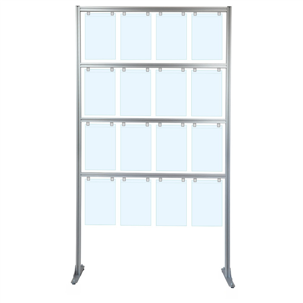 Espositore porta messaggi con 16 tasche A4 verticale con piedini fissi