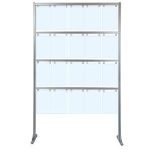 Espositore porta messaggi con 20 tasche A4 verticale con piedini fissi