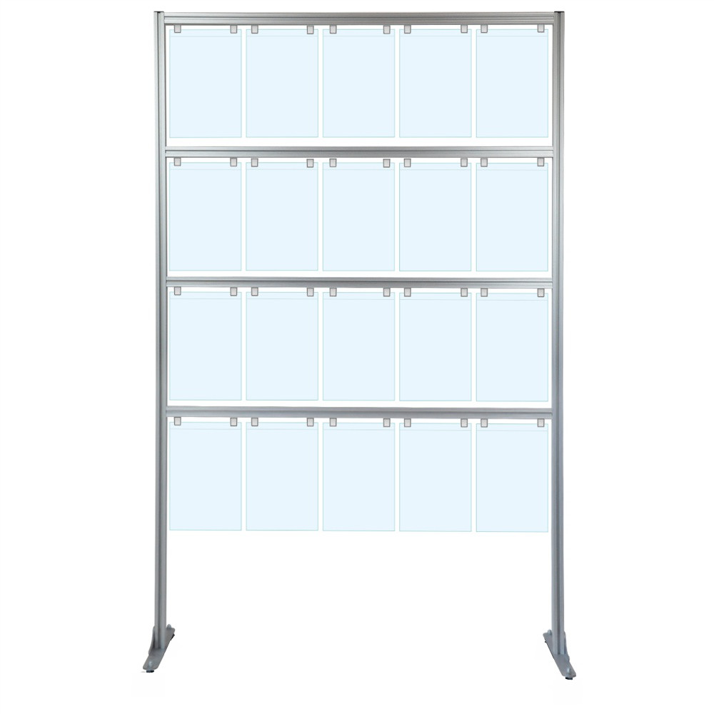 Espositore porta messaggi con 20 tasche A4 verticale con piedini fissi