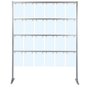 Espositore porta messaggi con 24 tasche A4 verticale con piedini fissi