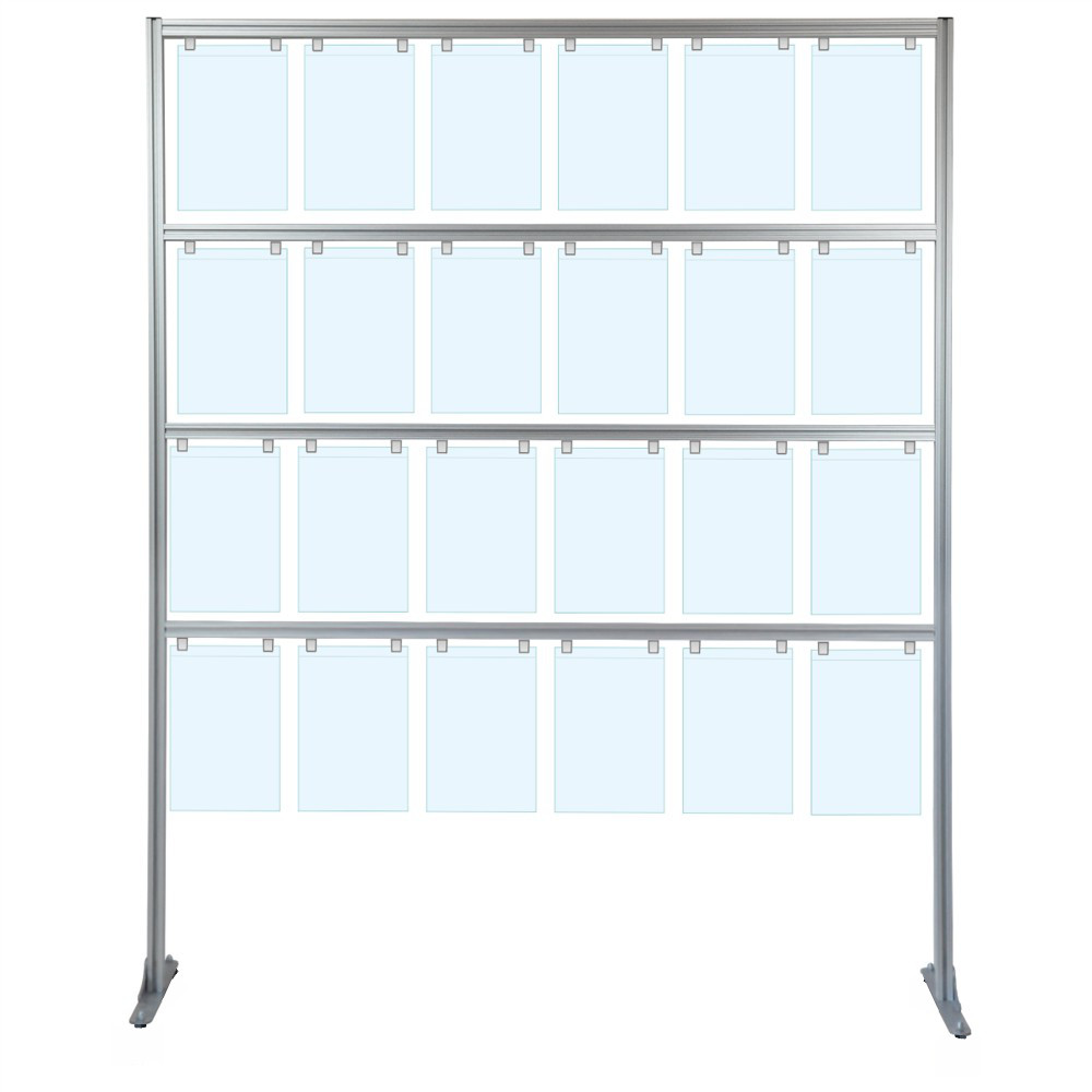 Espositore porta messaggi con 24 tasche A4 verticale con piedini fissi