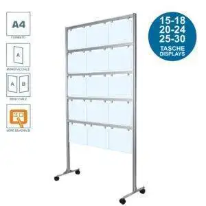 Présentoir de messages avec pochettes horizontales A4
