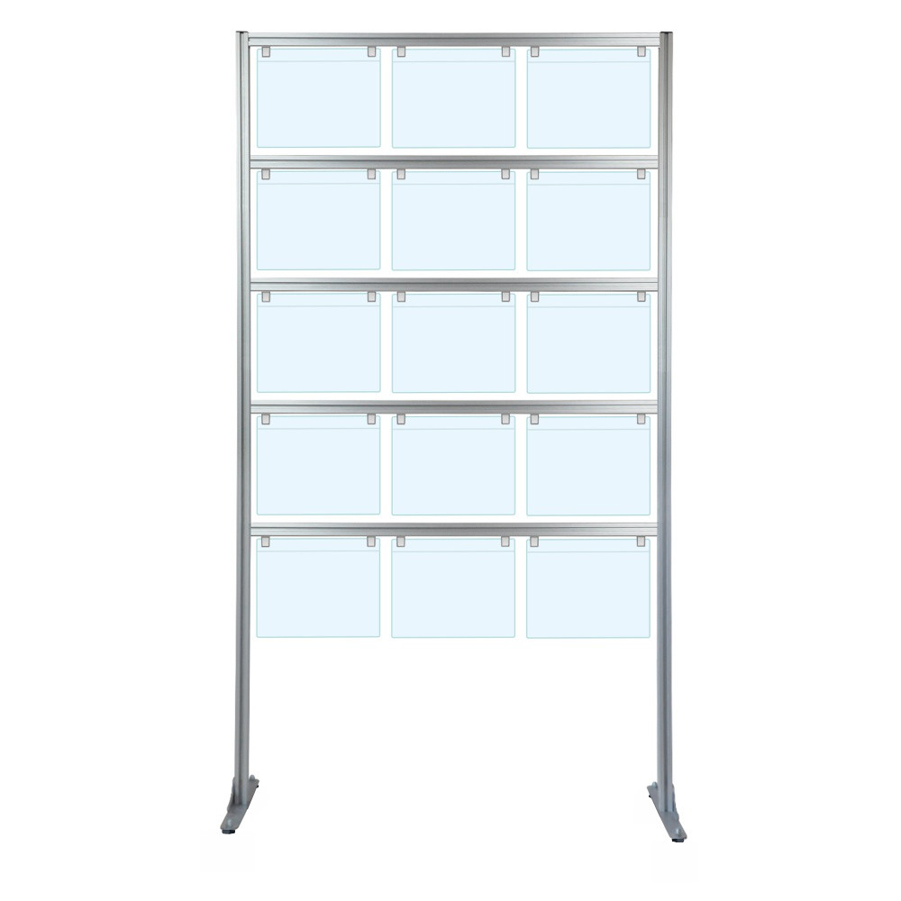 Espositore porta messaggi con 15 tasche A4 orizzontale con piedini fissi