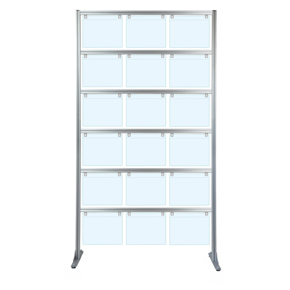 Espositore porta messaggi con 18 tasche A4 orizzontale con piedini fissi