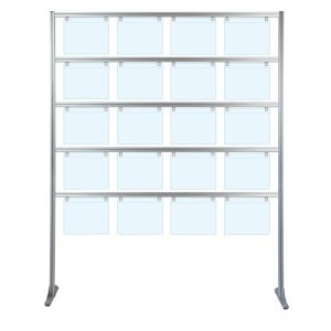 Espositore porta messaggi con 20 tasche A4 orizzontale con piedini fissi