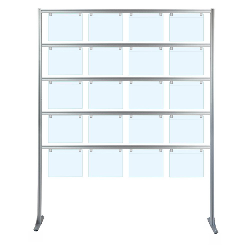 Espositore porta messaggi con 20 tasche A4 orizzontale con piedini fissi