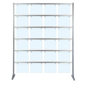 Espositore porta messaggi con 24 tasche A4 orizzontale con piedini fissi