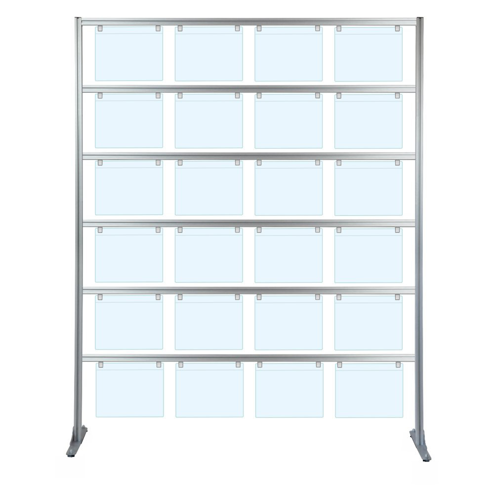 Espositore porta messaggi con 24 tasche A4 orizzontale con piedini fissi