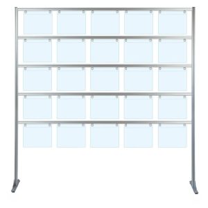 Espositore porta messaggi con 25 tasche A4 orizzontale con piedini fissi