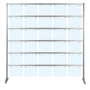 Espositore porta messaggi con 30 tasche A4 orizzontale con piedini fissi