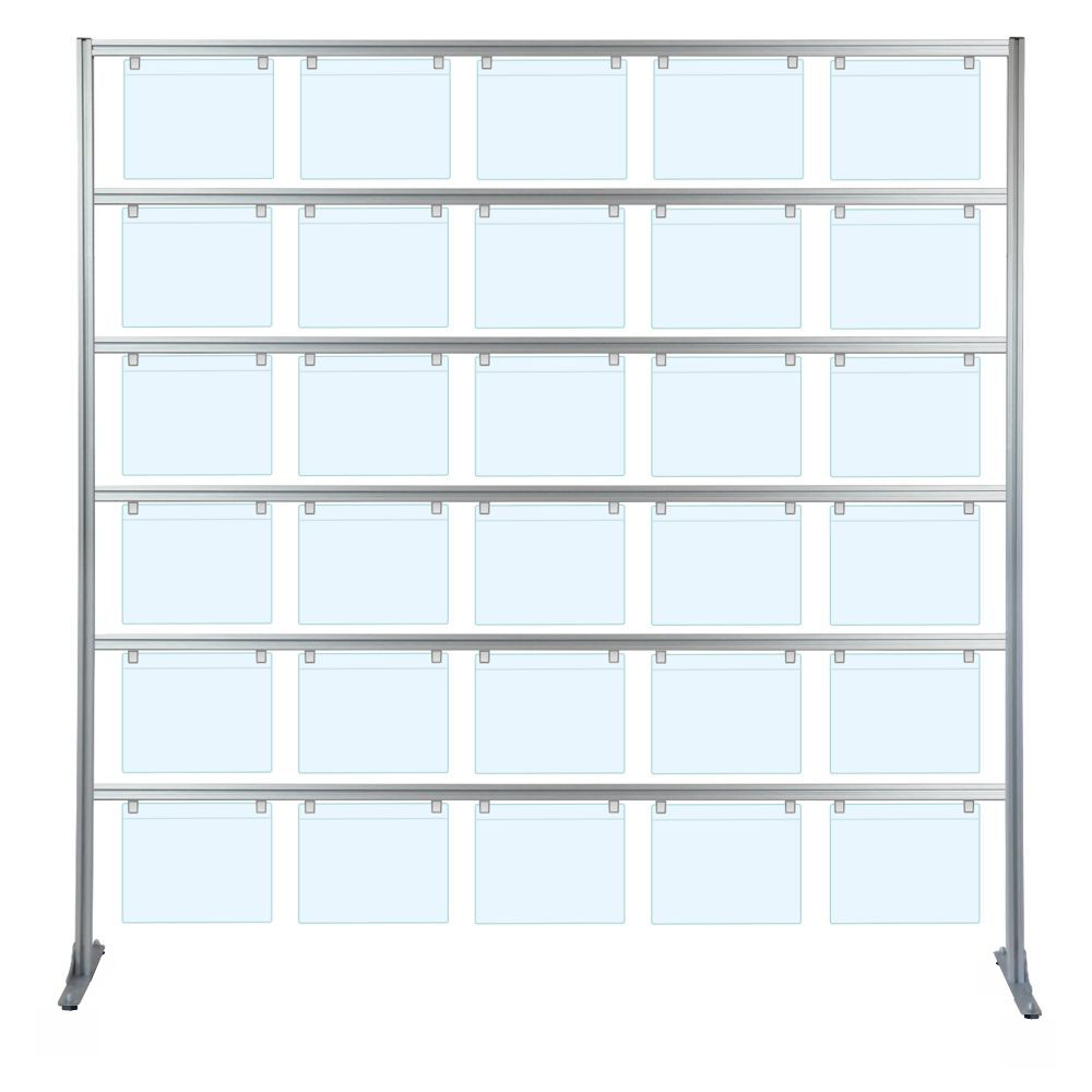 Espositore porta messaggi con 30 tasche A4 orizzontale con piedini fissi