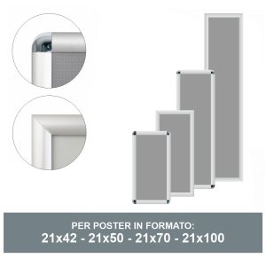 Cornice a scatto rettangolare base 21 cm frame 25 angolo tondo angolo vivo 21x42 21x50 21x70