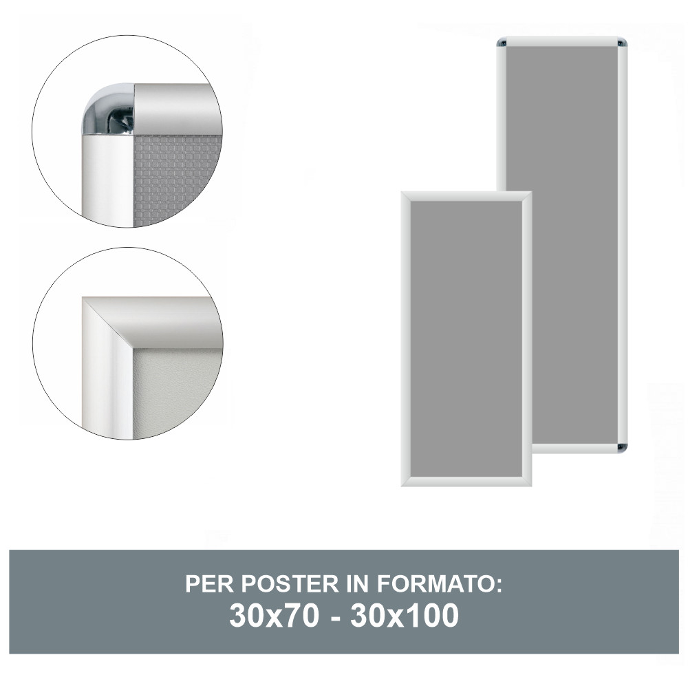 Cornice a scatto rettangolare base 30 cm frame 25 angolo tondo angolo vivo 30x70 30x100