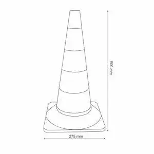 Cono segnaletico spartitraffico bianco arancio H 50 cm disegno dimensioni