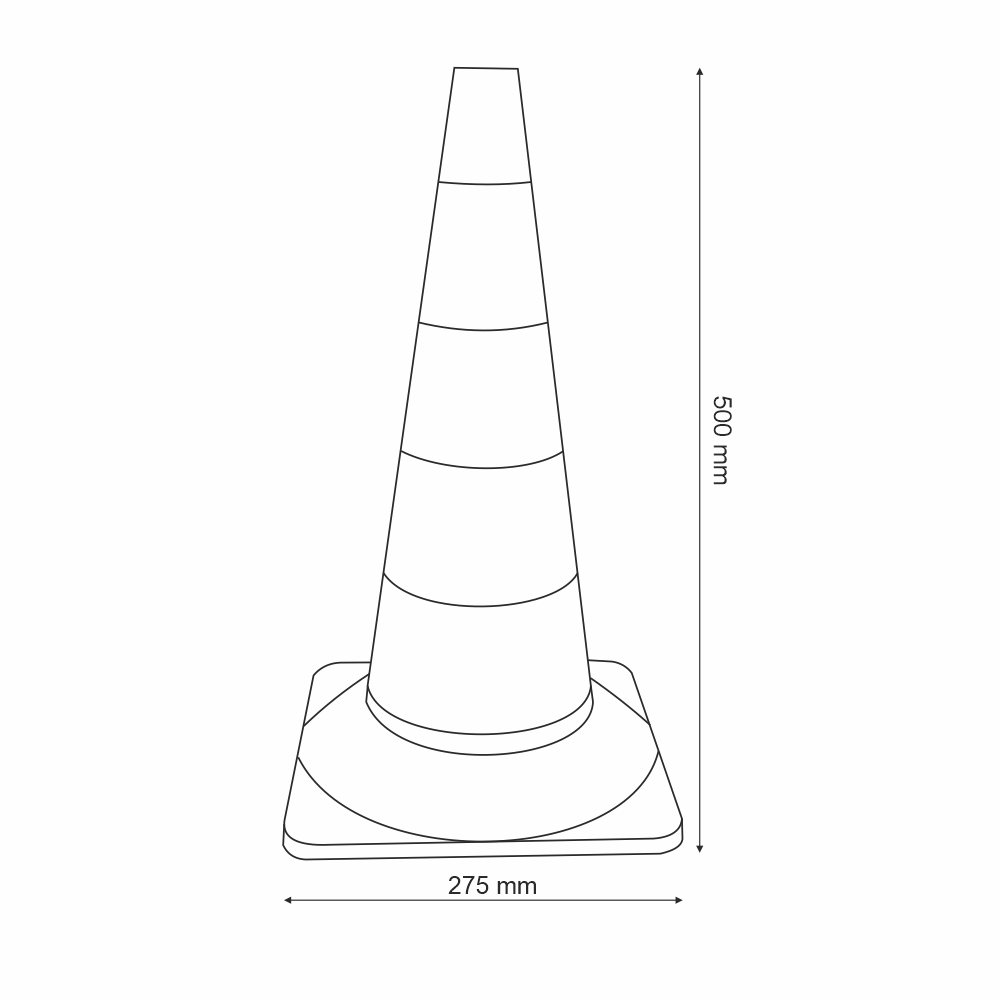 Cono segnaletico spartitraffico bianco arancio H 50 cm disegno dimensioni