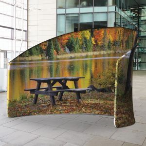 Printed curved semi circle advertising backdrop in fabric - Image 3