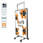 Cavalletto pubblicitario 50x70 PRO trolley con ruote frenanti