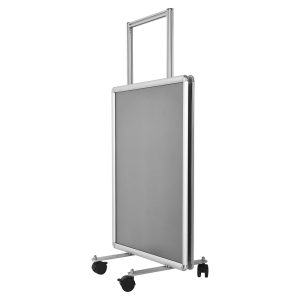 Cavalletto pubblicitario 50x70 trolley con ruote frenanti vista laterale
